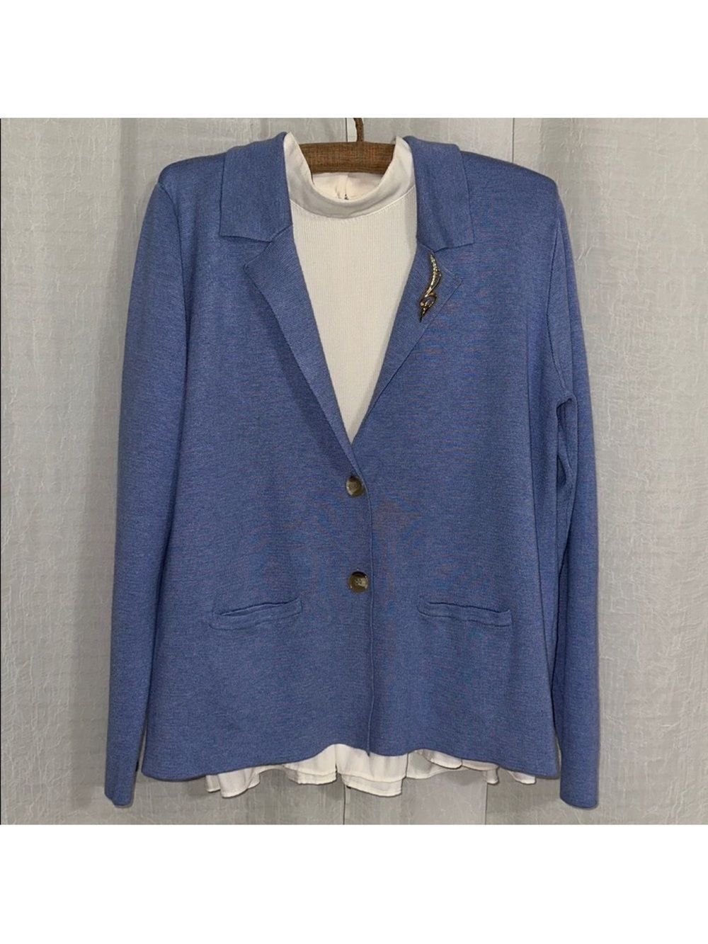 NorthStyle L Two Button Front Light Blue Knit Cardigan